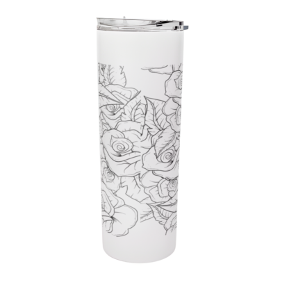 termo de acero inoxidable con calavera flores reverso