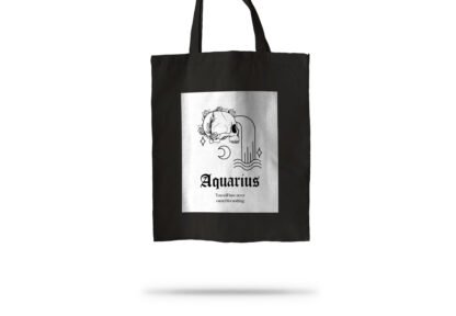 Tote Bag Negro Zodiaco Calavera Acuario