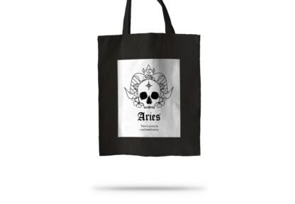 Tote Bag Negro Zodiaco Calavera Aries