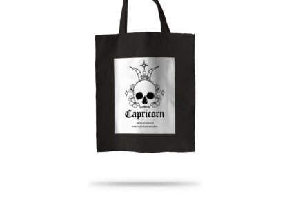 Tote Bag Negro Zodiaco Calavera Capricornio