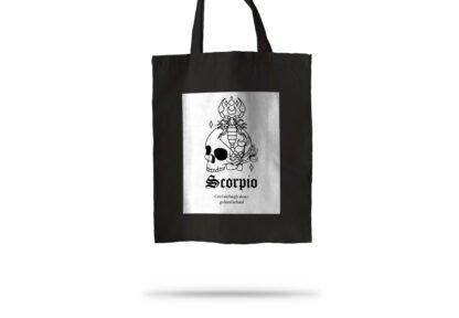 Tote Bag Negro Zodiaco Calavera Escorpio