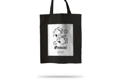 Tote Bag Negro Zodiaco Calavera Geminis