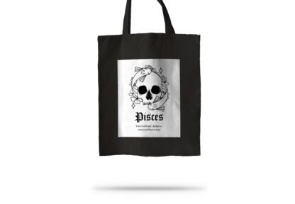 Tote Bag Negro Zodiaco Calavera Piscis