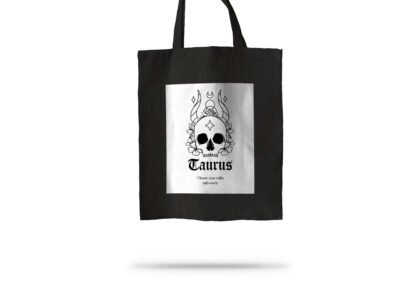 Tote Bag Negro Zodiaco Calavera Tauro